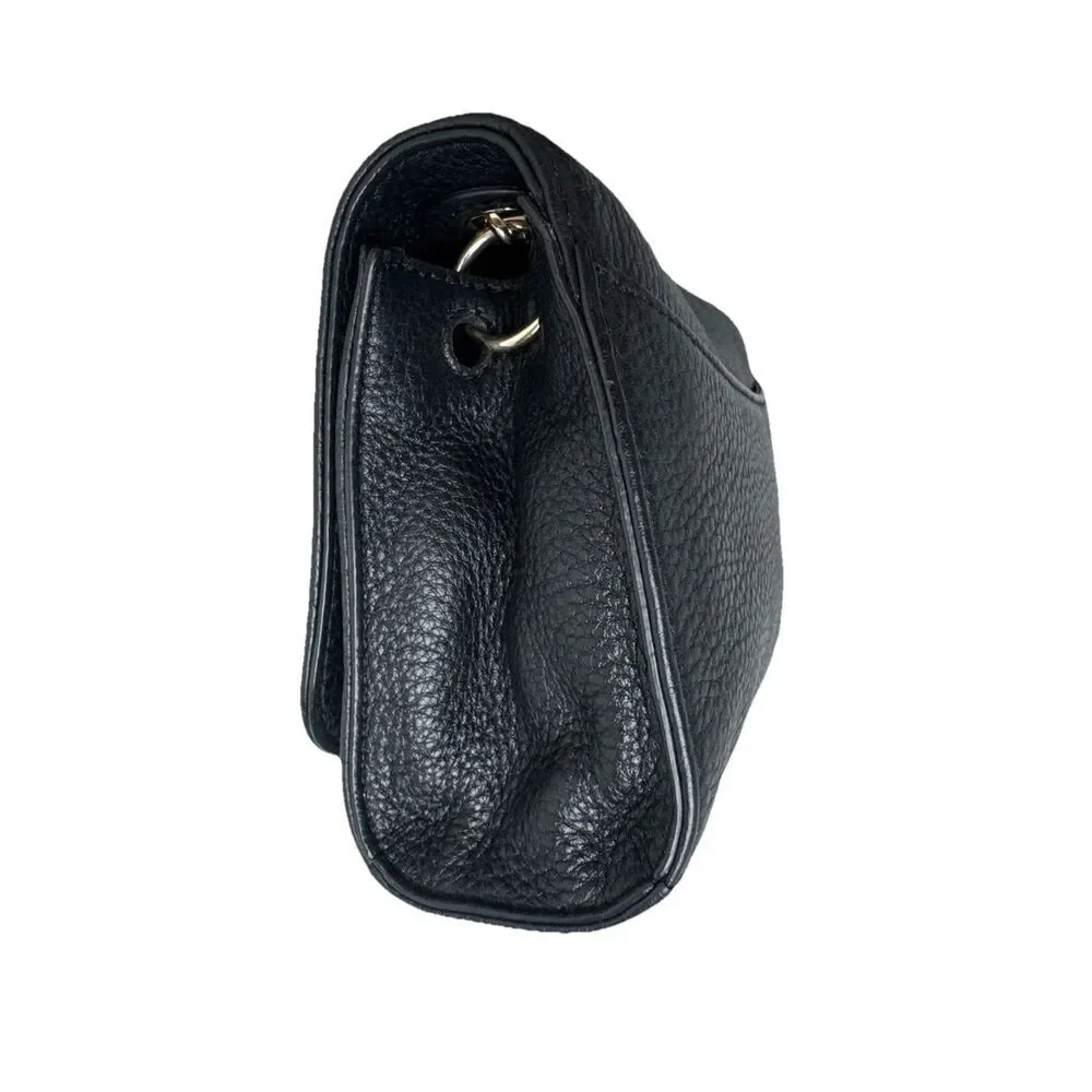 Tory Burch Bombe Crossbody Bag Black Leather Gold Chain Authentic Y2K Logo